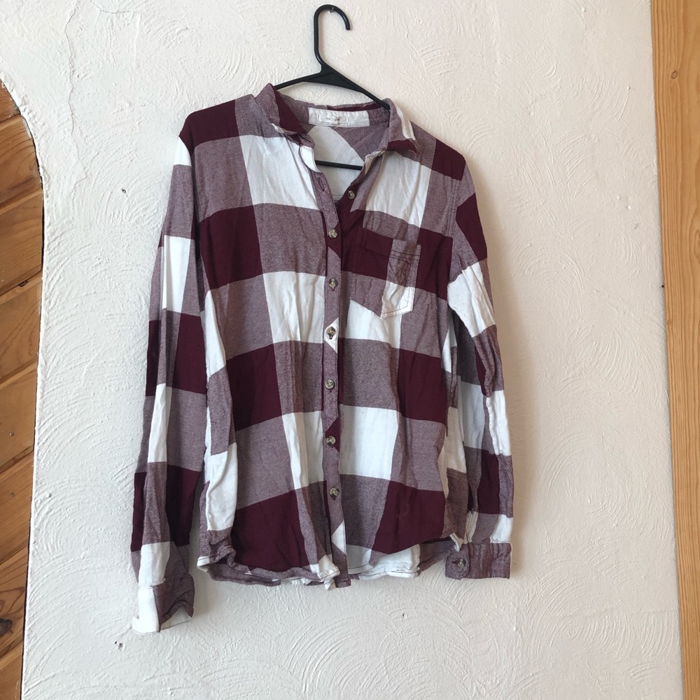 Maurices Maroon Plaid Flannel